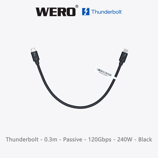 WERO White Thunderbolt 5 Braided Passive Cable Intel Certified 120Gbps 240W EPR PD USB-C Cord DP2.1 8K Video, 0.5M/0.7M/0.8M/1.0M for TB5 MacBook Pro, External SSD, Docking Station, Video Editing Workstation