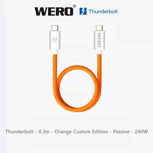 WERO Intel Certified Thunderbolt 5 Braided Passive Cable Aluminum Housing 120Gbps 240W EPR PD USB-C to Type-C Cord DP2.1 8K Video, 0.5M/0.8M/1M Black White for TB5 MacBook Pro, External SSD, Docking Station, Video Editing Workstation
