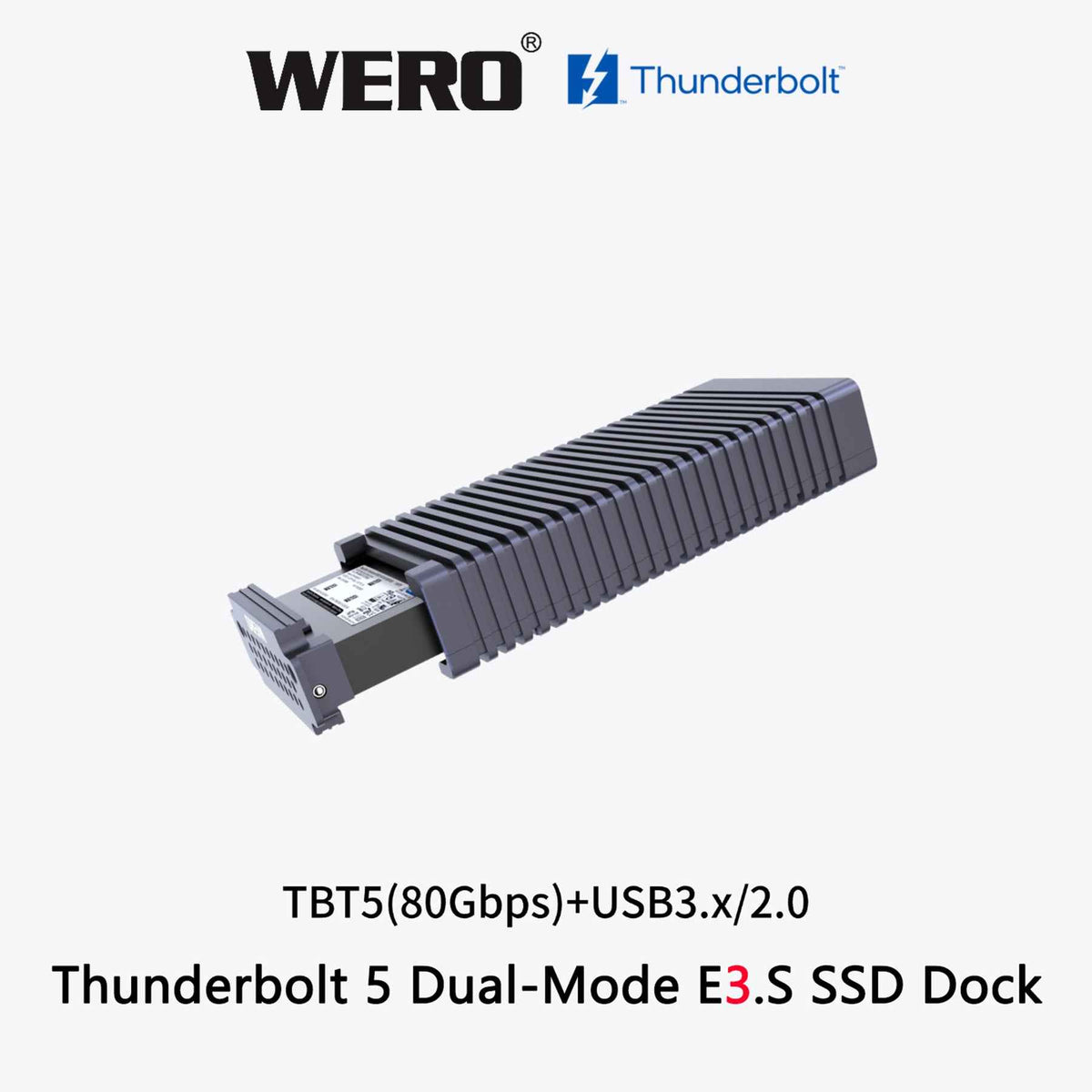 WERO Thunderbolt 5 SSD Enclosure Gen 2 – 6,000MB/s Portable NVMe M.2 Case, Active Cooling, Tool‑Free, for Mac & PC