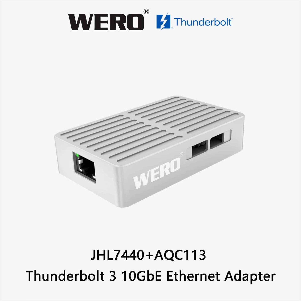 WERO Thunderbolt 3 to 10GbE Ethernet Adapter – 10G RJ45 Network Adapter for Mac & PC, Thunderbolt 4/5 Compatible, Bus-Powered