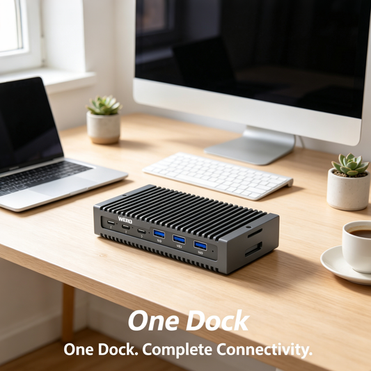 Station d'accueil WERO Thunderbolt 5 1M2-DOCK | Boîtier SSD PCIe 5.0 120 Gbit/s, 3 ports Thunderbolt 5, LAN 5GbE, pour Mac et Windows
