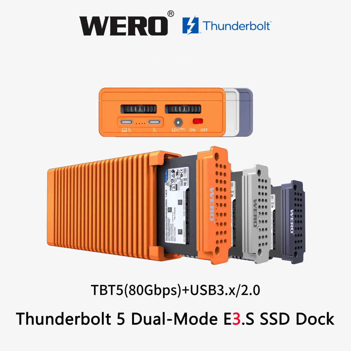 WERO Thunderbolt 5 SSD Enclosure Gen 2 – 6,000MB/s Portable NVMe M.2 Case, Active Cooling, Tool‑Free, for Mac & PC