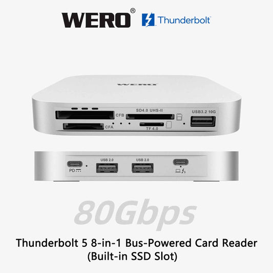 WERO Thunderbolt 5 8-in-1 Card Reader and Built-in M.2 NVMe SSD Enclosure