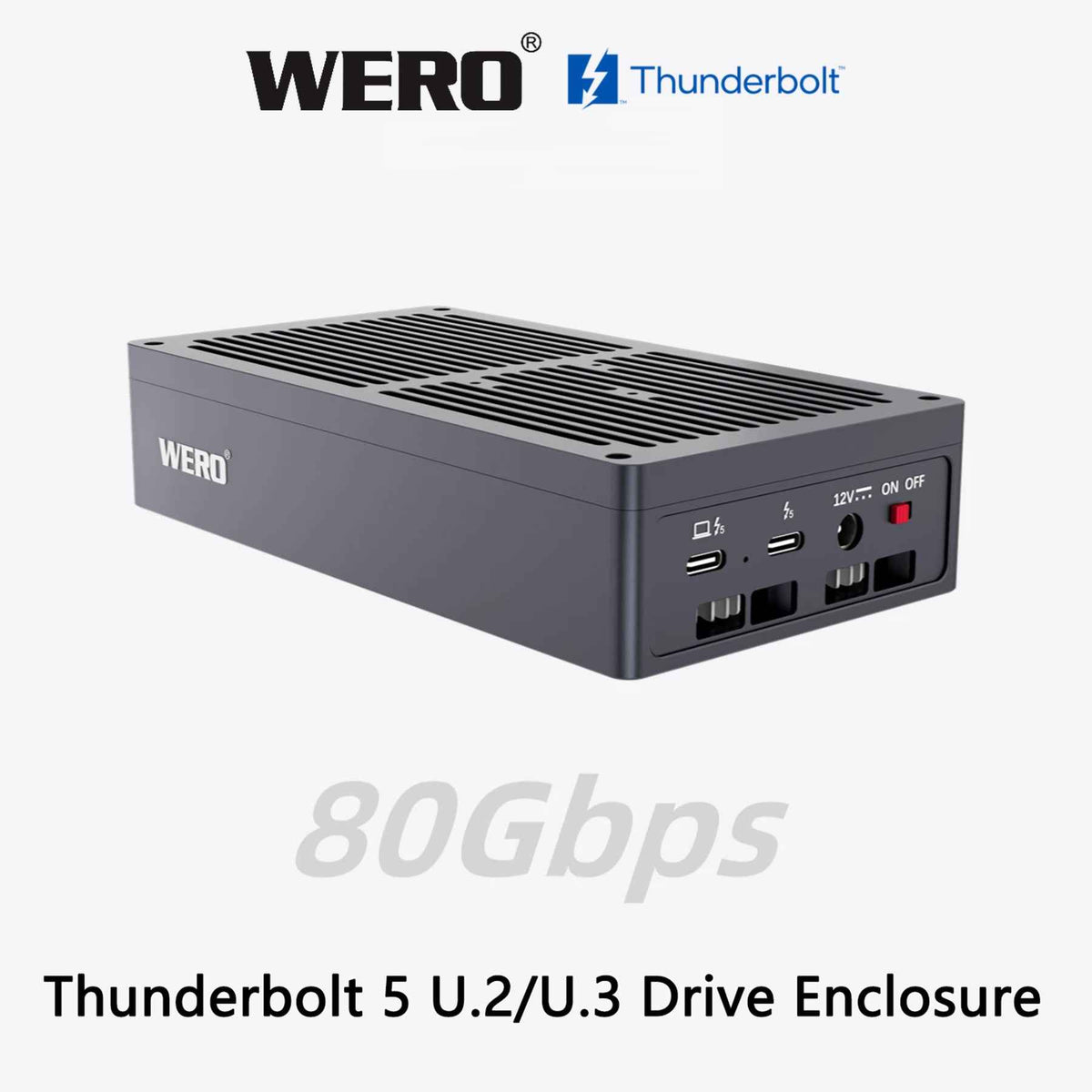 Aowell 1XU2-V80 Thunderbolt 5 U.2/U.3 NVMe & SATA SSD Enclosure – 80Gbps