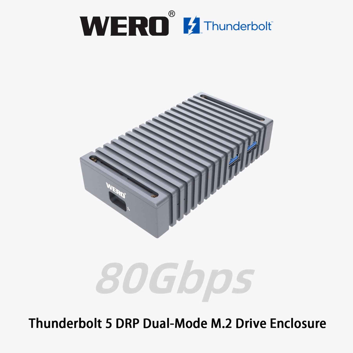 WERO Thunderbolt 5 DRP Dual-Mode M.2 SSD Enclosure | 80Gbps, PCIe 5.0, Bus-Powered, for Mac & Windows
