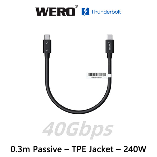 WERO Elite Intel Certified Thunderbolt 4 Passives Kabel – 40 Gbit/s 240 W EPR Vollfunktions-Typ-C-Kabel