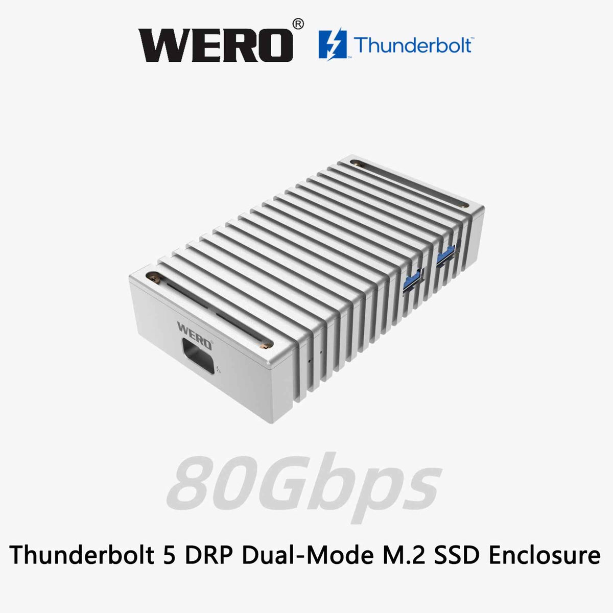 Aowell Thunderbolt 5 M.2 NVMe SSD Enclosure – 80Gbps, Single PCIe 4.0 Slot, Portable Desktop Aluminum Design